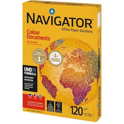 Navigator Colour Documents A4 Printer Paper 120 gsm Smooth White 250 Sheets