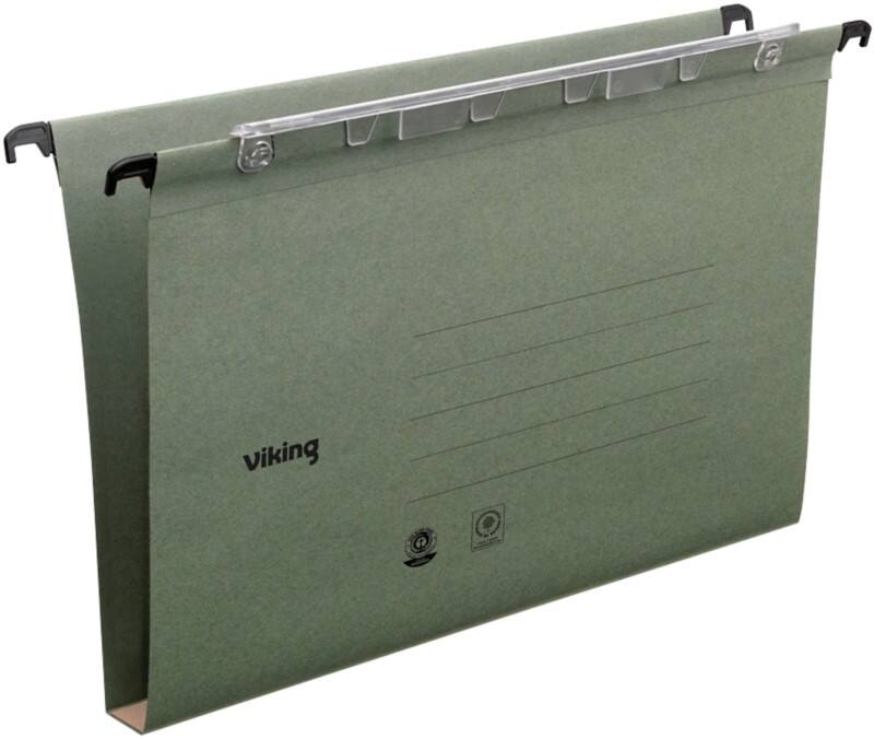 Viking Vertical Suspension File A4 U Base 220 gsm Green Pack of 25