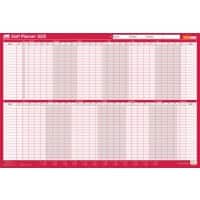 SASCO Unmounted Wall Planner 2025 English 91.5 (W) x 61 (H) cm Red
