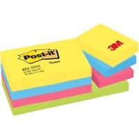 Post-it Sticky Notes 38 x 51 mm Energetic Assorted Colours 12 Pads of 100 Sheets