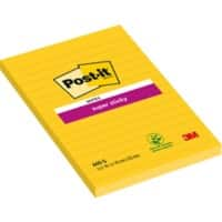 Post-it Super Sticky Notes 101 x 152 mm Yellow Rectangular Ruled 6 Pads of 75 Sheets