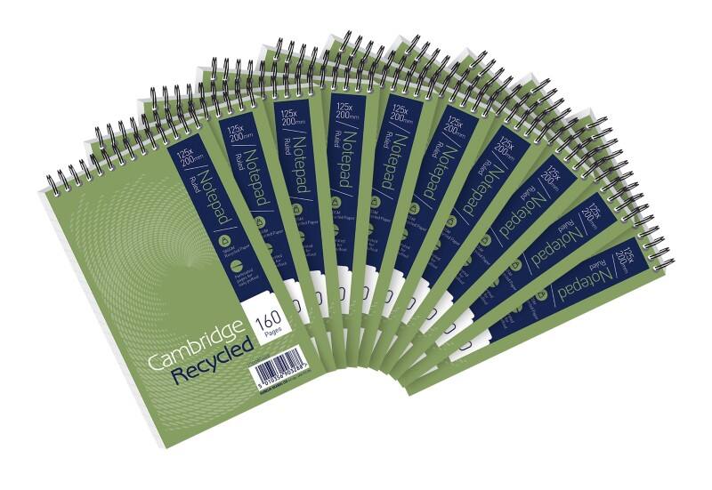 Cambridge Notebook Special format Ruled Spiral Bound Paper Soft Cover Green Perforated 160 Pages Pack of 10
