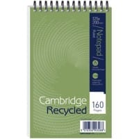 Cambridge Notebook Special format Ruled Spiral Bound Paper Soft Cover Green Perforated 160 Pages Pack of 10