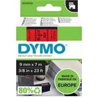 Dymo D1 S0720720 / 40917 Authentic Label Tape Self Adhesive Black Print on Red 9 mm x 7m