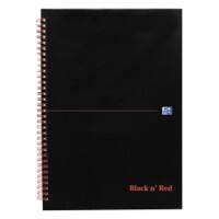 OXFORD Notebook Black n' Red A5 Ruled Spiral Bound Cardboard Hardback Black, Red Perforated 140 Pages 70 Sheets