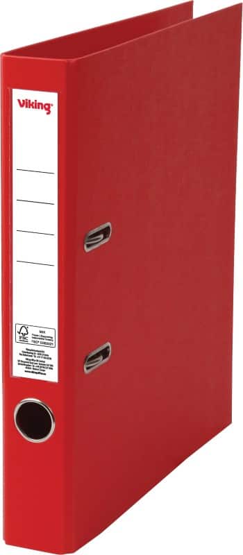Viking Narrow Lever Arch File A4 50 mm Red 2 Rings Cardboard, PP (Polypropylene) Matt Portrait