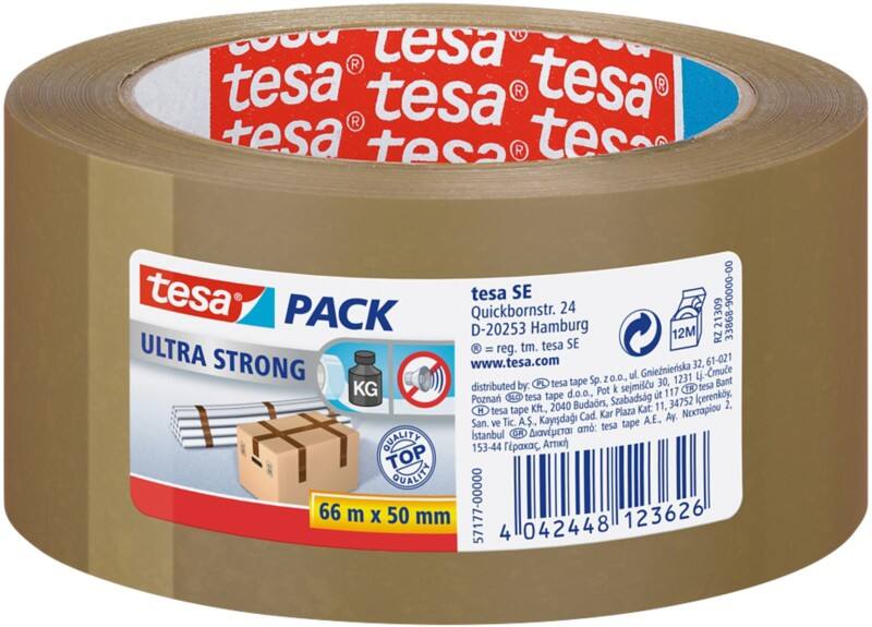 tesa Packaging Tape tesapack Ultra Strong Brown 50 mm (W) x 66 m (L) PVC (Polyvinyl Chloride)