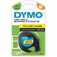 Dymo LT S0721620 / 91202 Authentic LetraTag Label Tape Self Adhesive Black Print on Yellow 12 mm x 4m