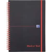 OXFORD Notebook Black n' Red A5 Ruled Spiral Bound PP (Polypropylene) Hardback Black, Red Perforated 140 Pages 70 Sheets