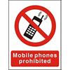 Prohibition Sign Mobile Phones Prohibited Self Adhesive PVC 15 x 20 cm