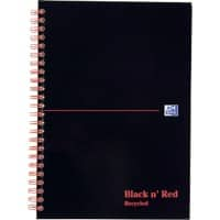 OXFORD Notebook Black n' Red A5 Ruled Spiral Bound Cardboard Hardback Black, Red Perforated 140 Pages 70 Sheets