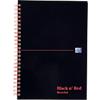 OXFORD Notebook Black n' Red A5 Ruled Spiral Bound Cardboard Hardback Black, Red Perforated 140 Pages 70 Sheets