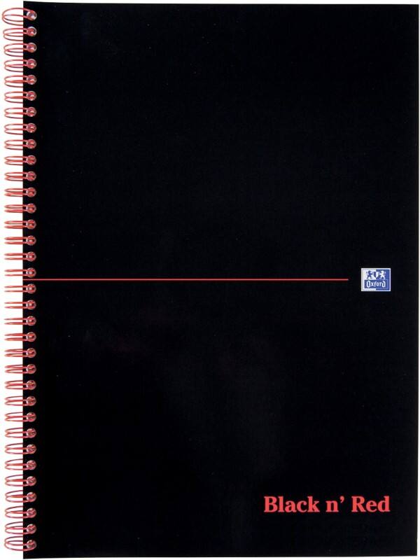 OXFORD Notebook Black n' Red A4 Ruled Spiral Bound Soft Cover Soft Cover Black, Red Perforated 100 Pages 50 Sheets