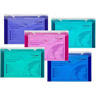 Snopake Document Wallets 14967 Foolscap Assorted Polypropylene 36 x 24 cm Pack of 5