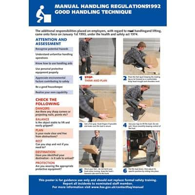 Health & Safety Poster Manual Handling PVC 59.4 cm