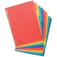 Europa Blank Dividers A4 Assorted Multicolour 10 Part Cardboard 19 Holes 10 Part