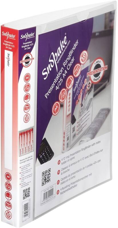 Snopake 25 mm Ring Binder PP (Polypropylene) A4 4 Rings Transparent Executive