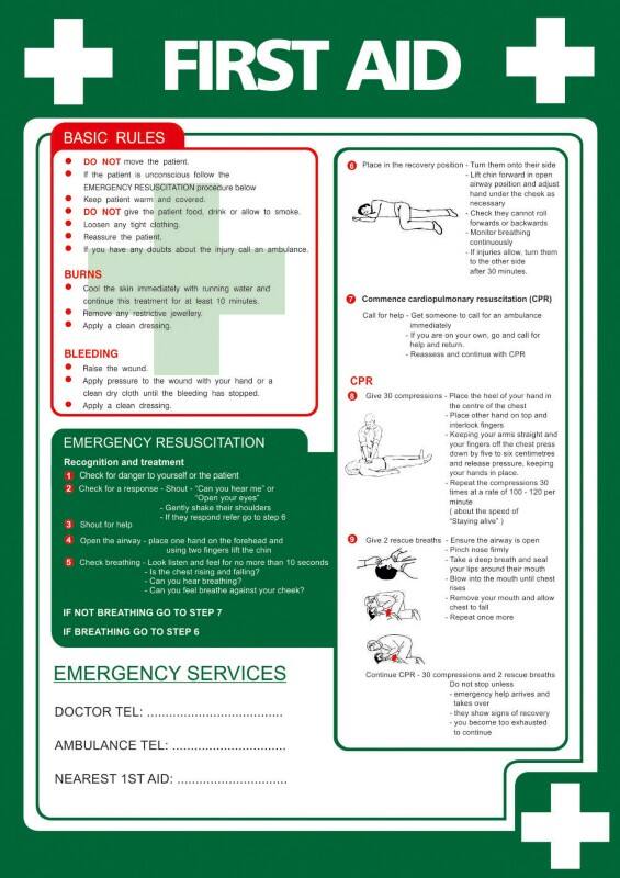 Health and Safety Poster First Aid Wall Mounted PVC (Polyvinyl Chloride) 59.4 x 42 cm