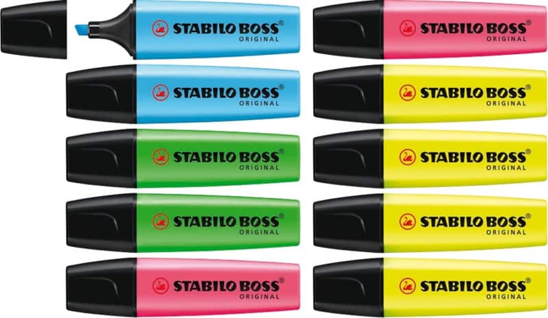 STABILO BOSS ORIGINAL 70/10-1 Highlighter Assorted Medium Chisel 2-5 mm Refillable Pack of 10