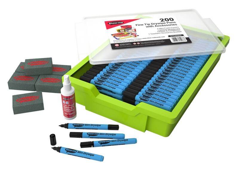 Show-me Fine Tipped Slim Whiteboard Marker Set Fine Bullet Pack of 206