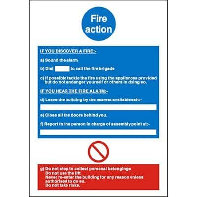 Sign Fire Action Adhesive Vinyl 21 x 29.7 cm