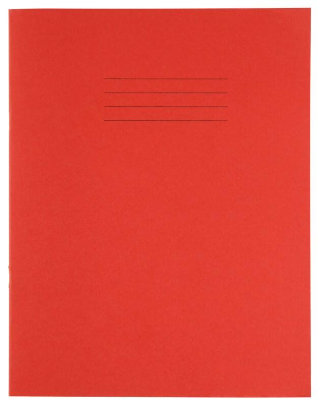 32 Page Red Exercise Book 230X180MM 15mm Feint Ruled Top Plain