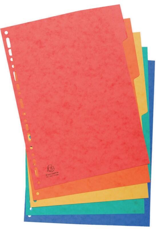 Exacompta Blank Blank Dividers A4 Assorted 5 Part Cardboard 11 Holes 4801Z