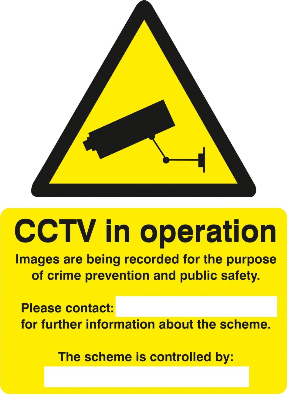 Warning Sign Cctv Wall Mounted PVC (Polyvinyl Chloride) 15 x 20 cm