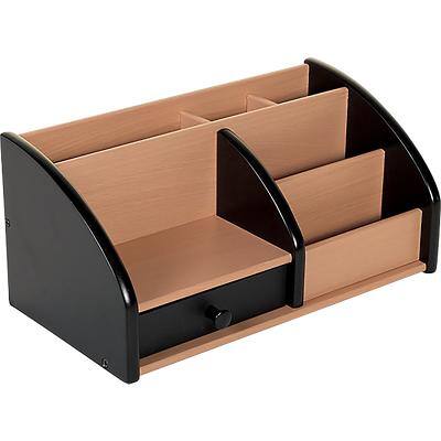 Osco Desk Organiser Wood Black, Beech 26.4 x 13.8 x 12.2 cm