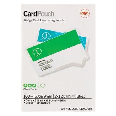 GBC Card Laminating Pouches Business Card & Credit Card Glossy 125 microns (2 x 125) Transparent Pack of 100