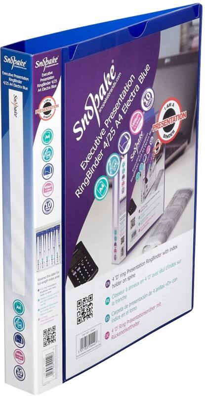 Snopake Electra 25 mm Ring Binder PP (Polypropylene) A4 4 Rings Blue Executive