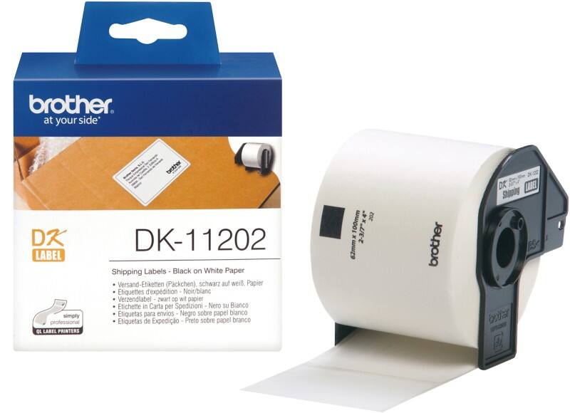 Brother QL Label Roll Authentic DK-11202 DK-11202 Adhesive Black on White 62 x 100 mm 300 Labels