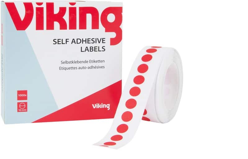 Viking Marking Dots 182270 Adhesive Special format Red 10 mm Pack of 1000