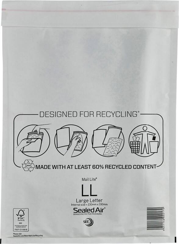 Mail Lite Mailing Bag Non standard White Plain 230 (W) x 330 (H) mm Peel and Seal 112 gsm Pack of 50