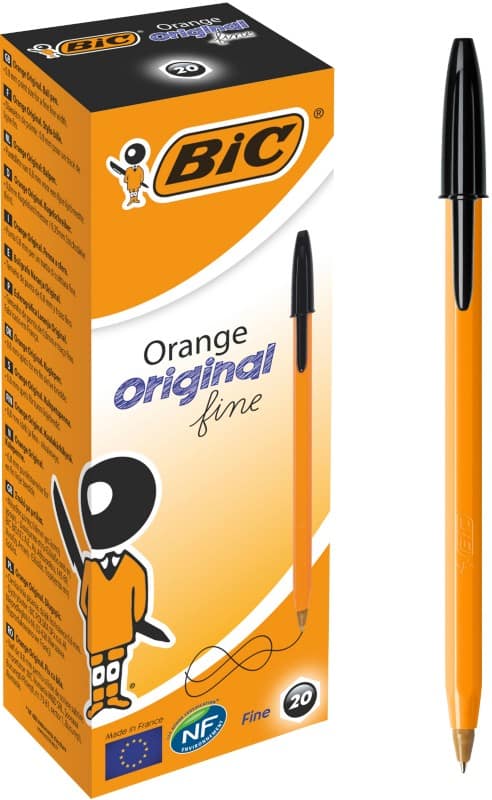 BIC Orange Original Orange Original Ballpoint Pen Black 0.3 mm Fine Ballpoint Pack of 20