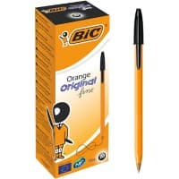 BIC Orange Original Ballpoint Pen Black Fine 0.3 mm Non Refillable Pack of 20