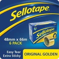 Sellotape Original Golden Tape 48mm x 66m Transparent 6 Rolls