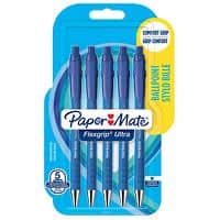 PaperMate FlexGrip Ultra Retractable Ballpoint Pen 0.5 mm Blue Pack of 5