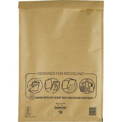 Mail Lite Mailing Bag J/6 Gold Plain 320 (W) x 450 (H) mm Peel and Seal 79 gsm Pack of 50