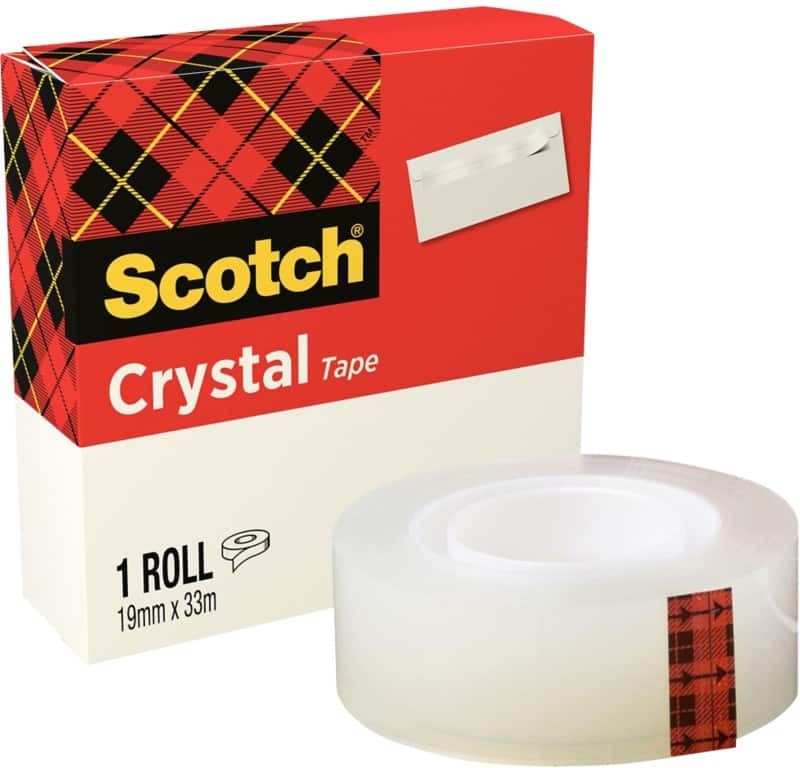 Scotch Tape Scotch Crystal Clear 600 Transparent 19 mm (W) x 33 m (L) Synthetic Acrylic Low Noise