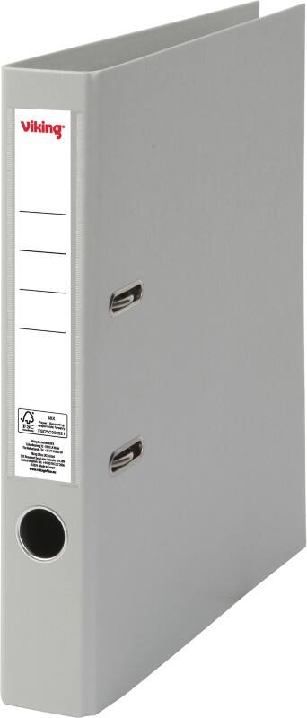 Viking Narrow Lever Arch File A4 50 mm Grey 2 Rings Cardboard, PP (Polypropylene) Matt Portrait