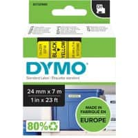 Dymo D1 S0720980 / 53718 Authentic Label Tape Self Adhesive Black Print on Yellow 24 mm x 7m