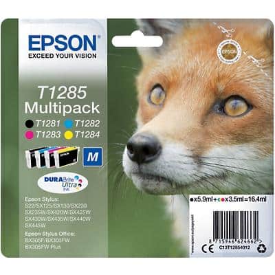 Epson T1285 Original Ink Cartridge C13T12854012 Black& 3 Colours Multipack Pack of 4
