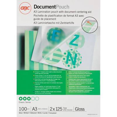 GBC Laminating Pouch A3 Glossy 2 x 125 (250 Microns) Transparent Pack of 100