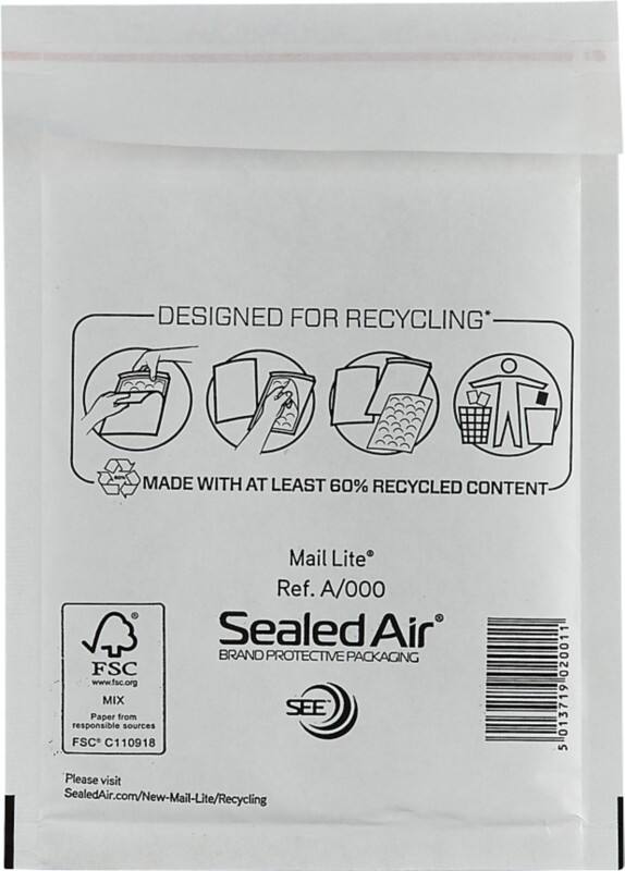 Mail Lite Mailing Bag A/000 White Plain 110 (W) x 160 (H) mm Peel and Seal 79 gsm Pack of 100