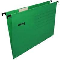 Viking Vertical Suspension File A4 V Base 220 gsm Green Cardboard Pack of 25