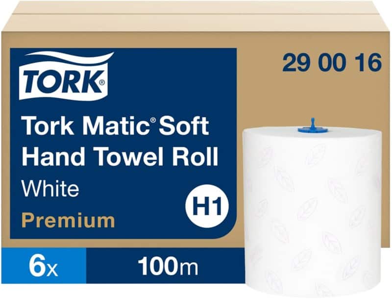 Tork Matic Premium Paper Hand Towels H1 Rolled White 2 Ply 290016 100 m Pack of 6