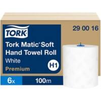 Tork Matic Premium Hand Towels H1 Rolled White 2 Ply 290016 6 Rolls of 100 m