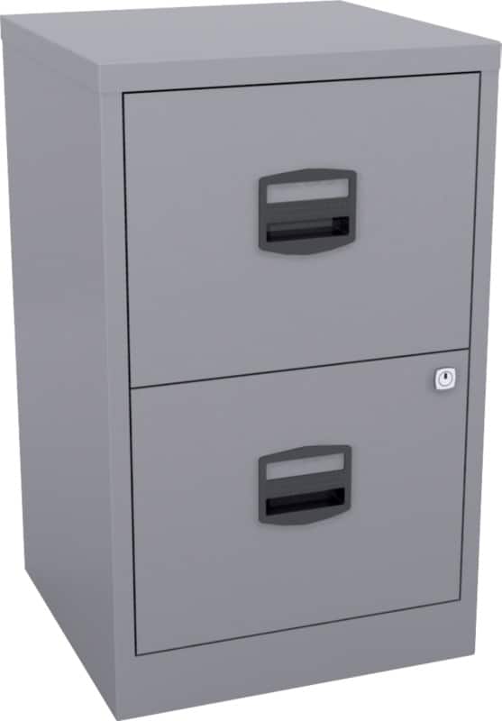 Bisley PFA Steel Filing Cabinet 2 Drawers Lockable 413 x 400 x 672 mm Grey