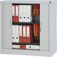 Realspace Tambour Cupboard Lockable with 2 Shelves Metal 1000 x 450 x 1000mm Grey